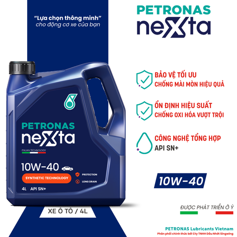 Nhớt xe ô tô PETRONAS NeXta 10W40 SN+ Synthetic Technology 4L