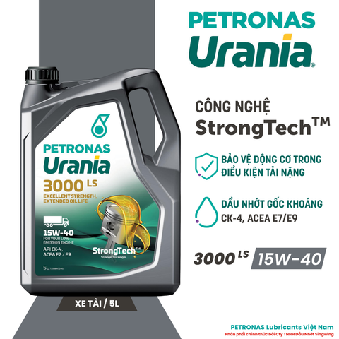  Nhớt động cơ Diesel cao cấp PETRONAS URANIA 3000 LS 15W40 5L 