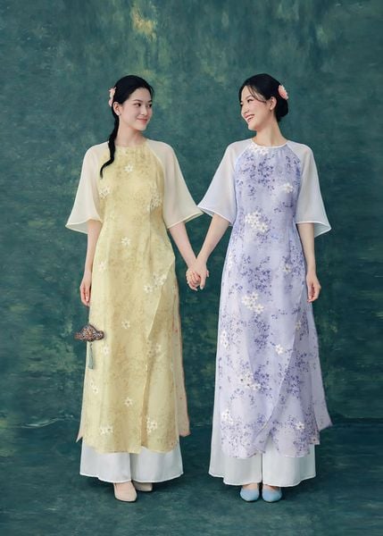  Set Áo Dài Tơ Hoa 3 Tà Mentosa-ADMTS040226L1 