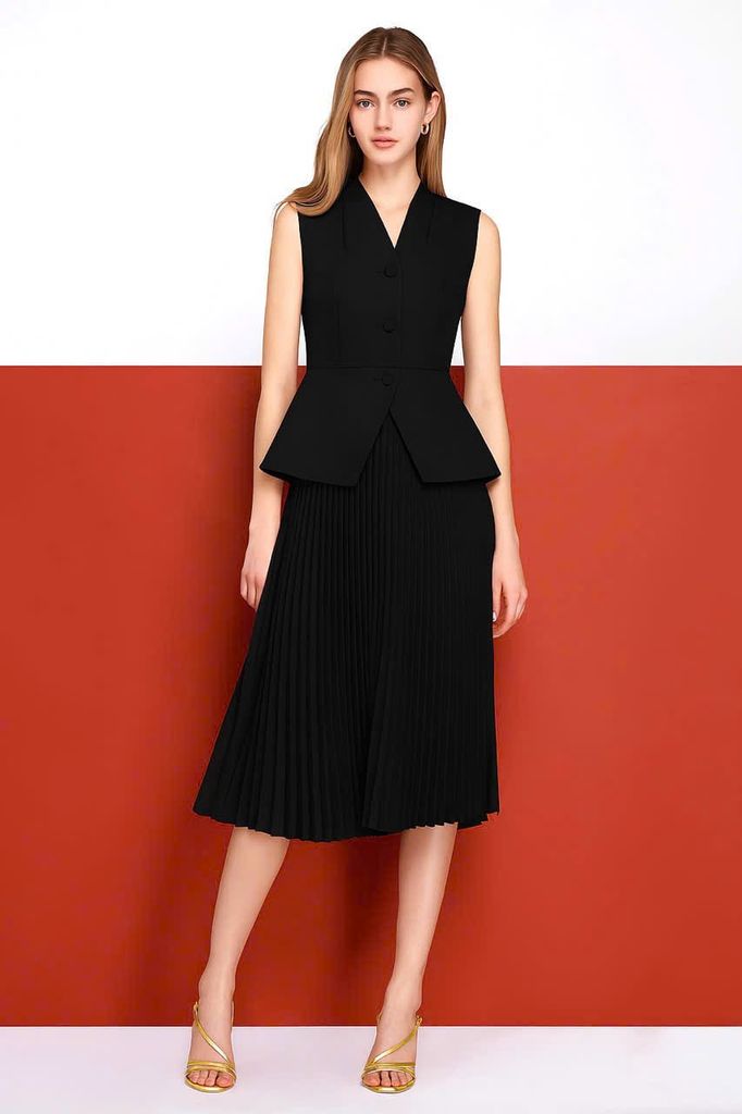 Đầm CK Vest Phối Chân Váy Xếp Ly-TPSRD210825