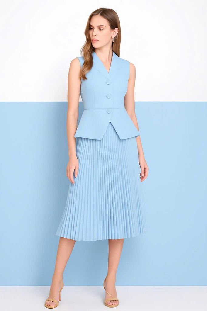 Đầm CK Vest Phối Chân Váy Xếp Ly-TPSRD210825