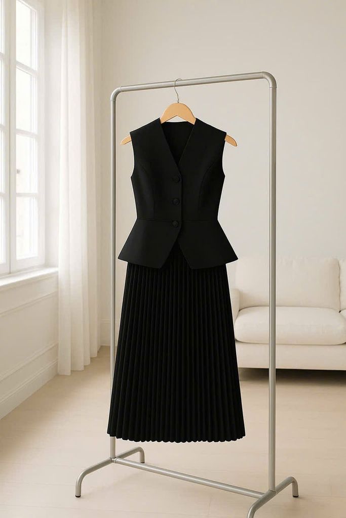 Đầm CK Vest Phối Chân Váy Xếp Ly-TPSRD210825