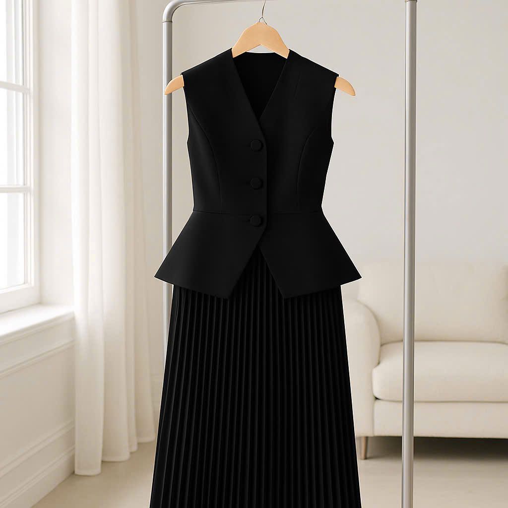 Đầm CK Vest Phối Chân Váy Xếp Ly-TPSRD210825