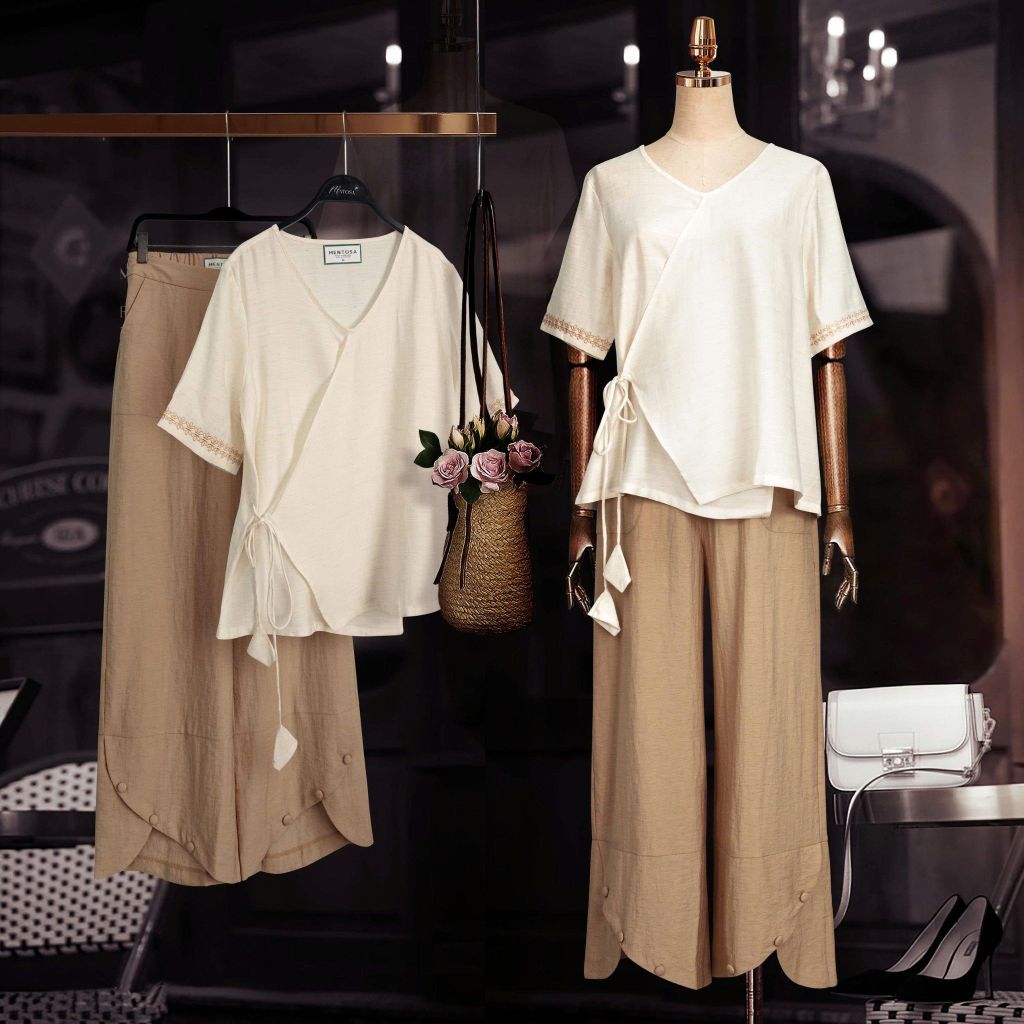Áo Mentosa Linen Đắp Chéo-AMTS200825L1