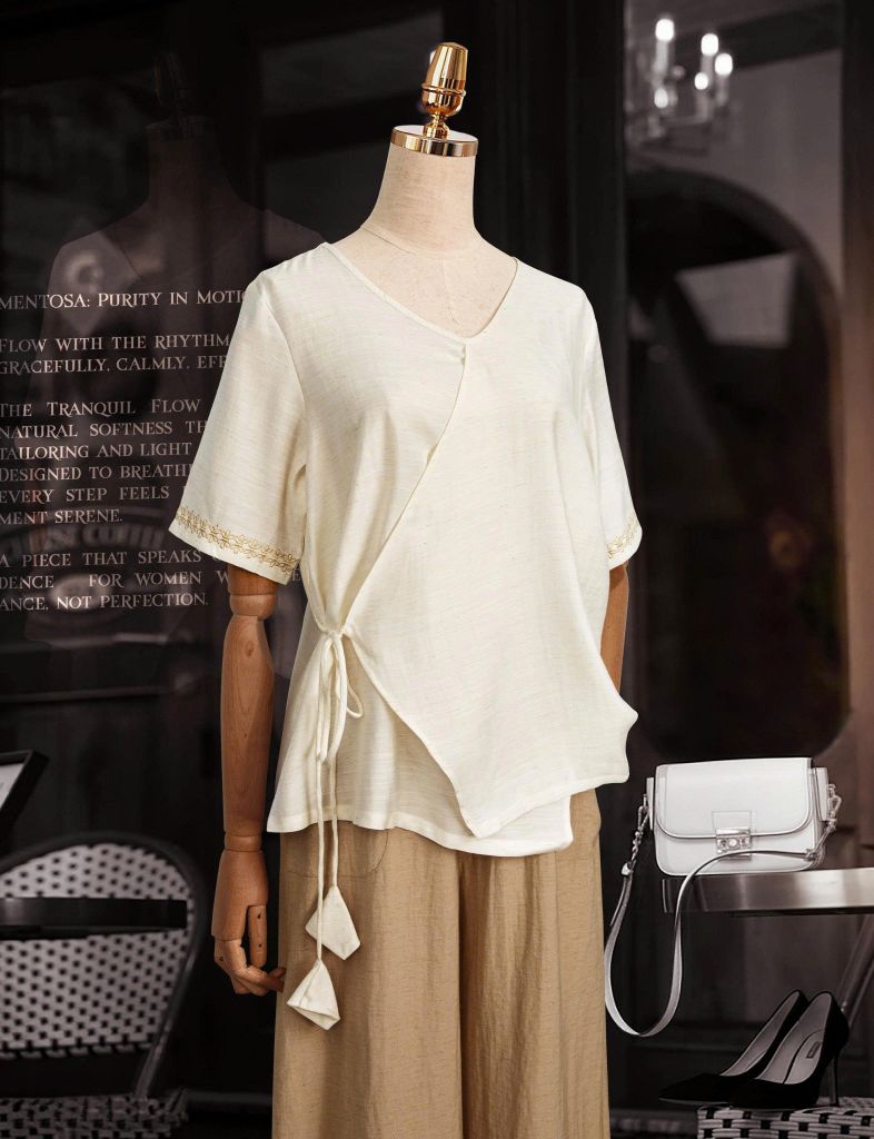 Áo Mentosa Linen Đắp Chéo-AMTS200825L1