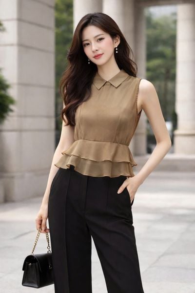  Áo Mentosa cổ Đức phối bèo 3 màu-AKMTS011025B1 