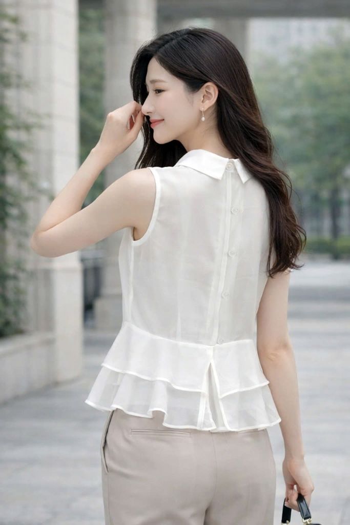 Áo Mentosa cổ Đức phối bèo 3 màu-AKMTS011025B1