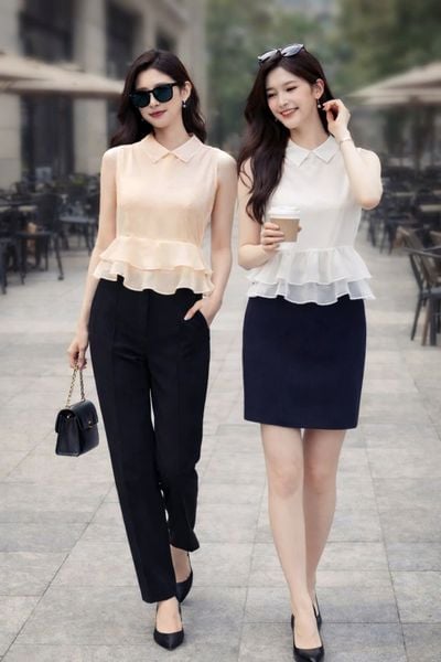  Áo Mentosa cổ Đức phối bèo 3 màu-AKMTS011025B1 