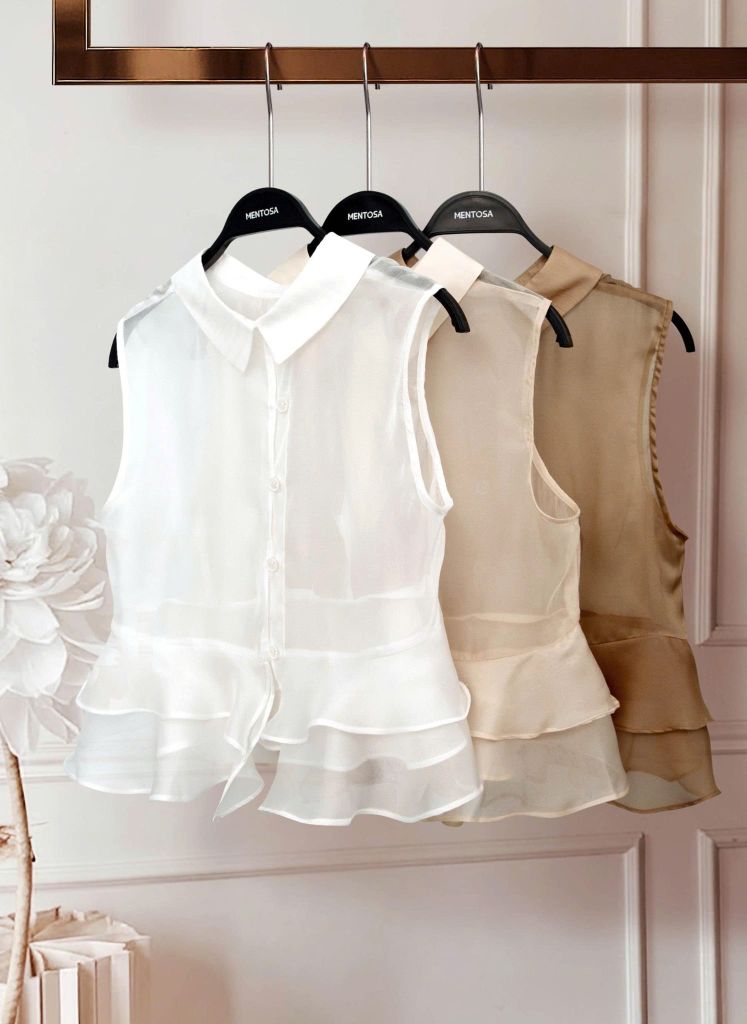 Áo Mentosa cổ Đức phối bèo 3 màu-AKMTS011025B1