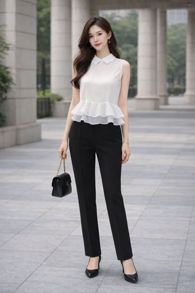 Áo Mentosa cổ Đức phối bèo 3 màu-AKMTS011025B1