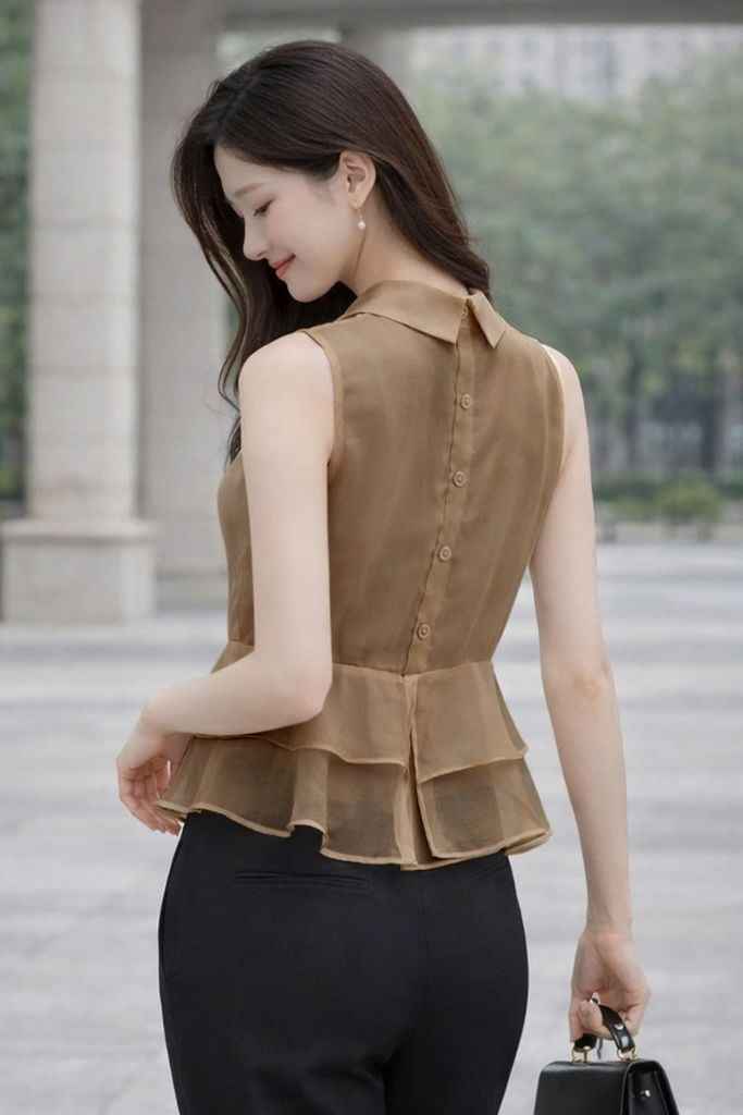 Áo Mentosa cổ Đức phối bèo 3 màu-AKMTS011025B1