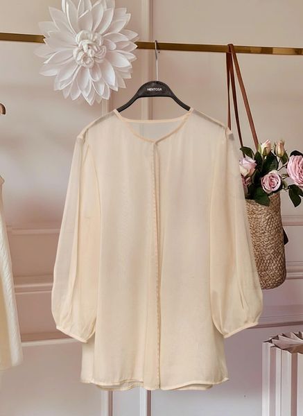  Áo Voan Mentosa Tay Phồng 2 Màu-AKMTS220925L1 