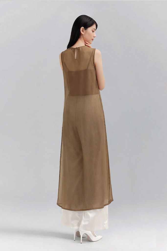 Áo Tơ Dáng Dài Xẻ Tà Mentosa 2 Màu-ATMTS141025L1