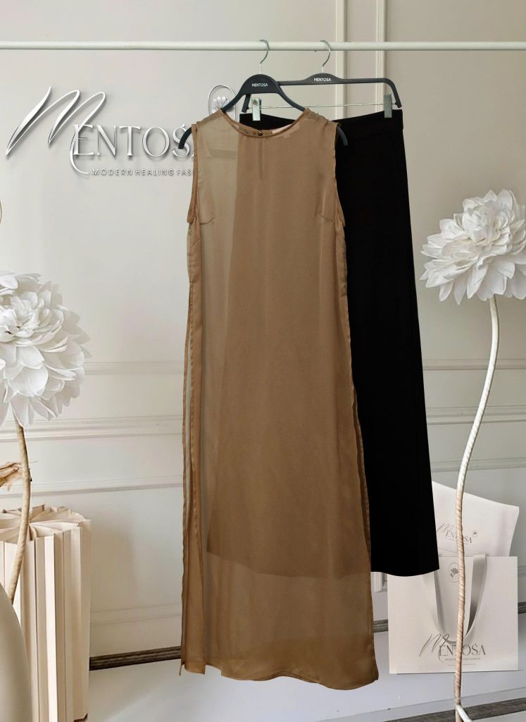 Áo Tơ Dáng Dài Xẻ Tà Mentosa 2 Màu-ATMTS141025L1