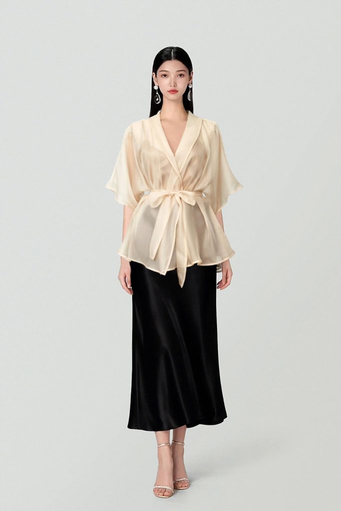 Áo Tơ Mentosa Vắt Chéo 2 Màu-AKMTS011025T1