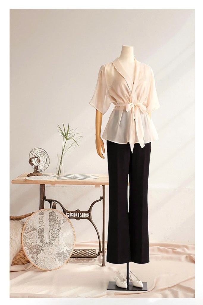 Áo Tơ Mentosa Vắt Chéo 2 Màu-AKMTS011025T1