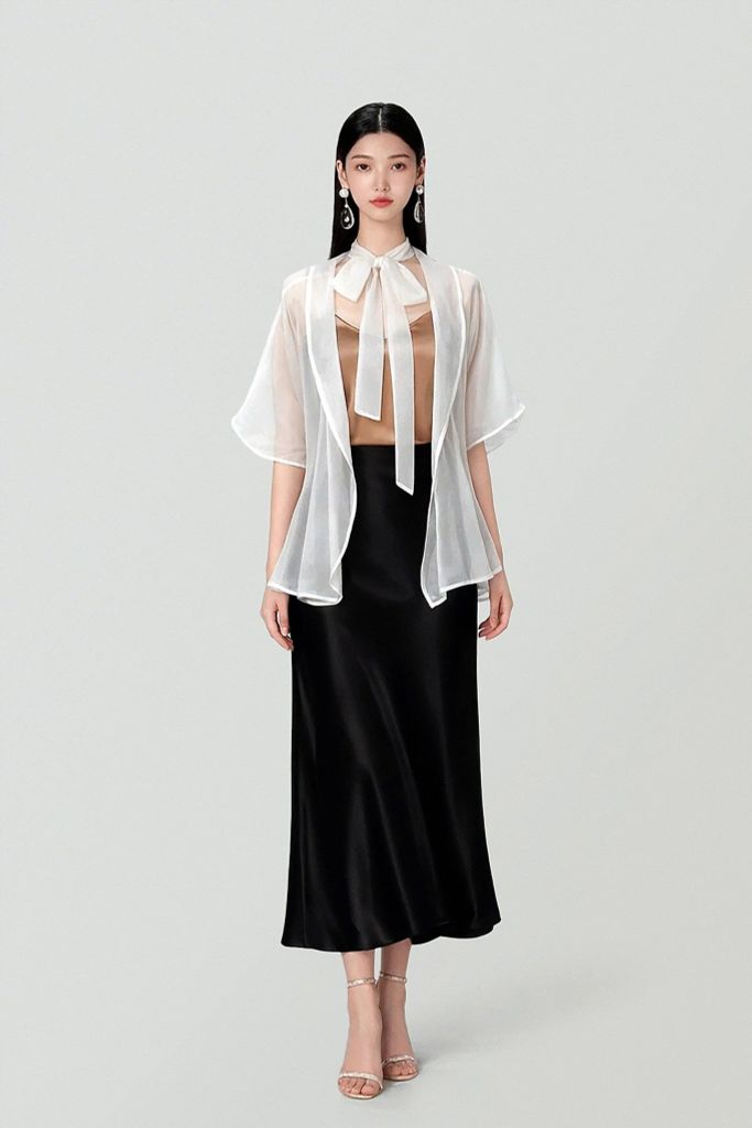 Áo Tơ Mentosa Vắt Chéo 2 Màu-AKMTS011025T1