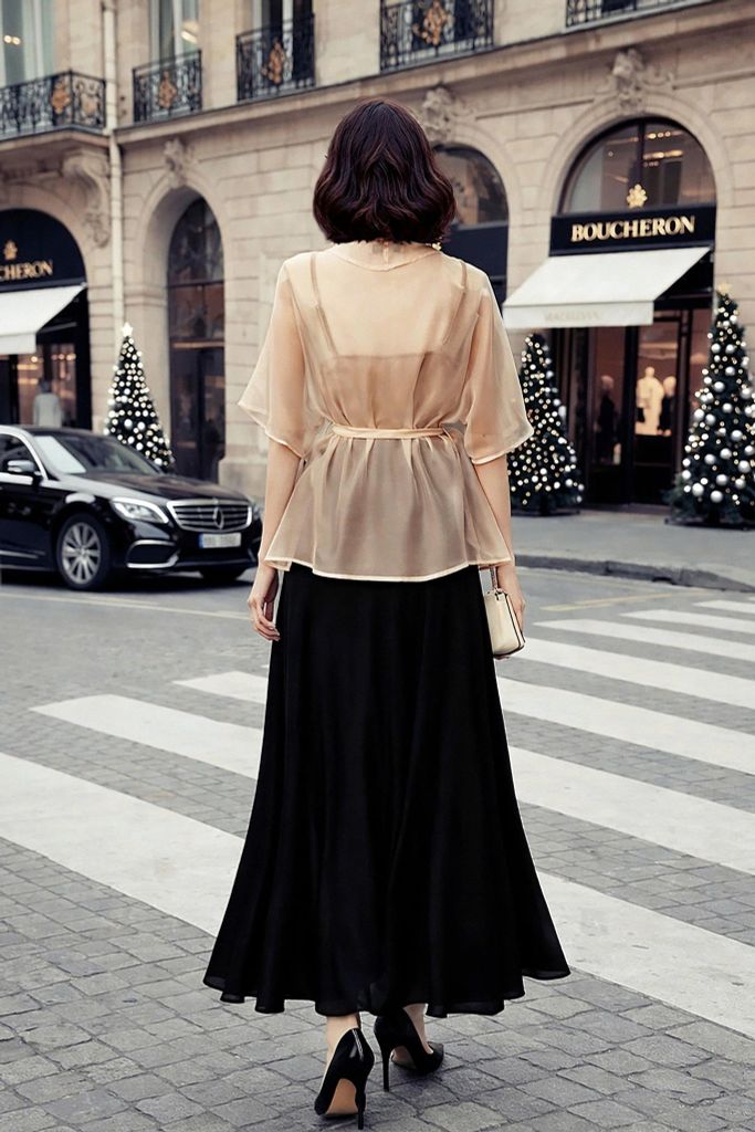 Áo Tơ Mentosa Vắt Chéo 2 Màu-AKMTS011025T1