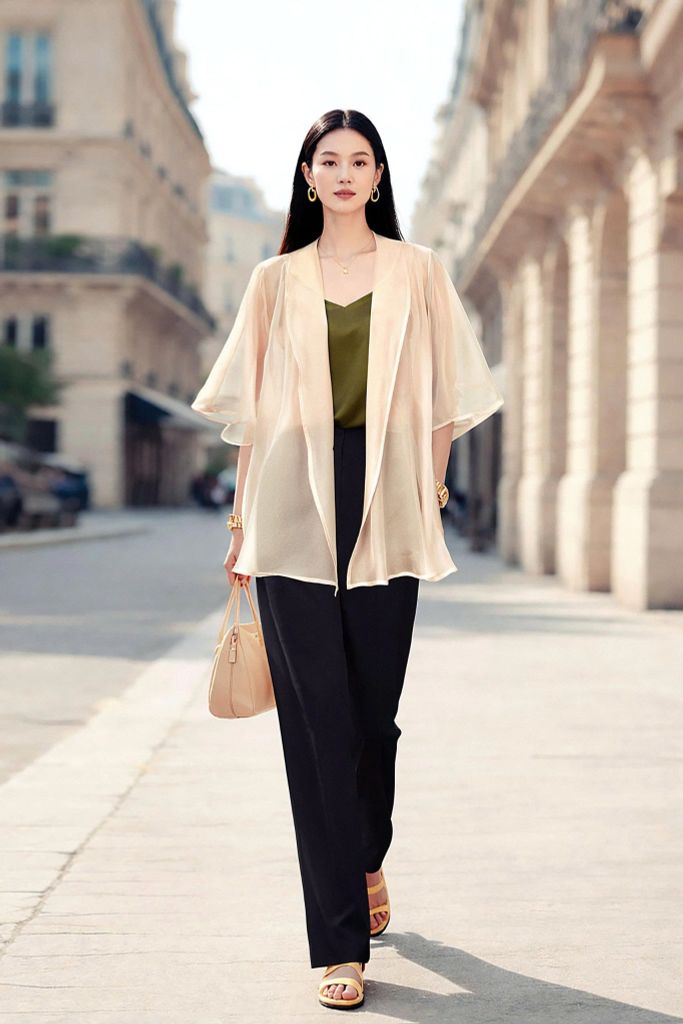 Áo Tơ Mentosa Vắt Chéo 2 Màu-AKMTS011025T1