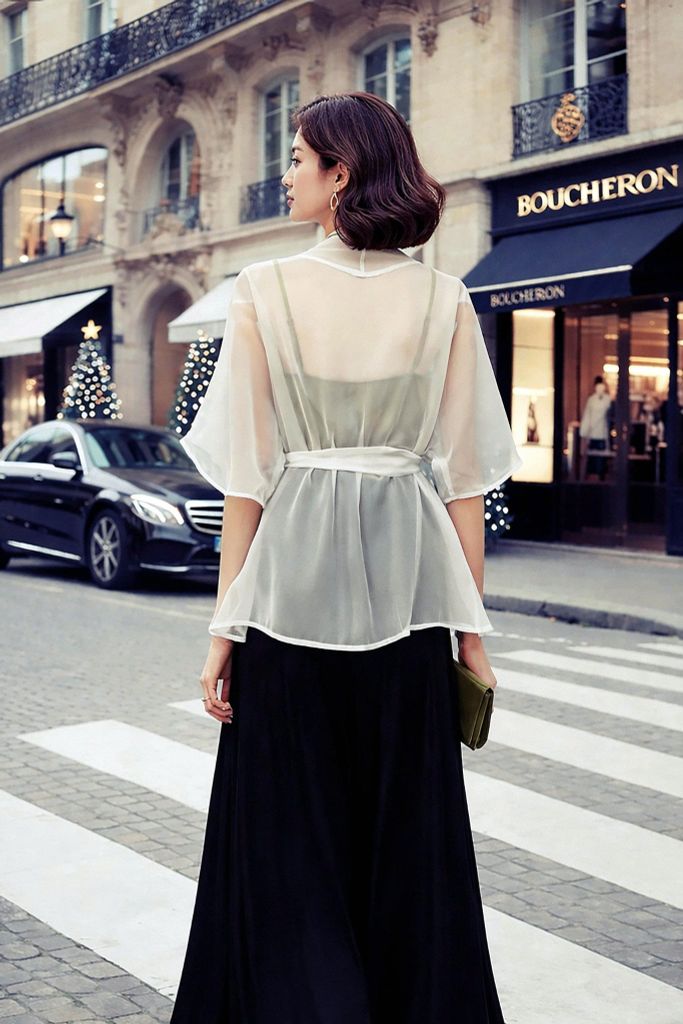 Áo Tơ Mentosa Vắt Chéo 2 Màu-AKMTS011025T1