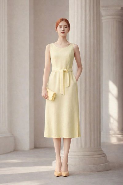  Đầm Mentosa Linen Thắt Eo-DMTS051125L1 