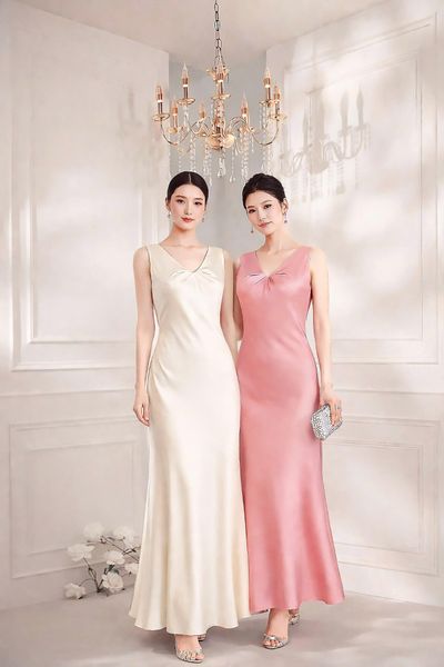  Đầm Lụa Mentosa Dài Dáng Slip 2 Màu-DLMTS271025L1 