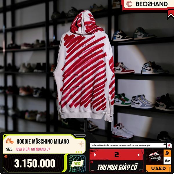 ÁO HOODIE MOSCHINO MILANO - USA 8 DÀI 68 NGANG 57