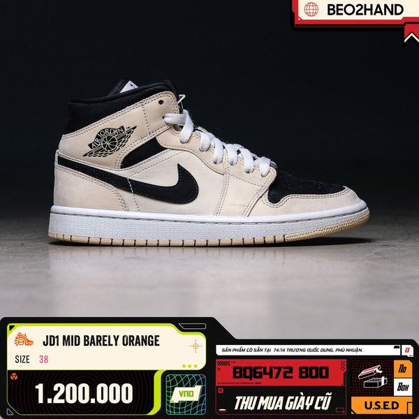 JORDAN 1 MID BARELY ORANGE - BQ6472 800 - 38