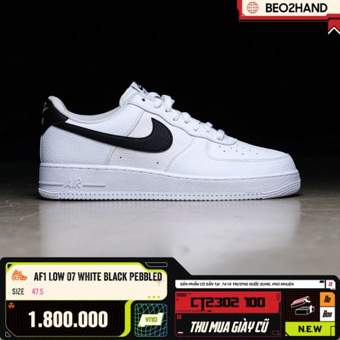 AF1 LOW 07 WHITE BLACK PEBBLED - CT2302 100 - 47.5