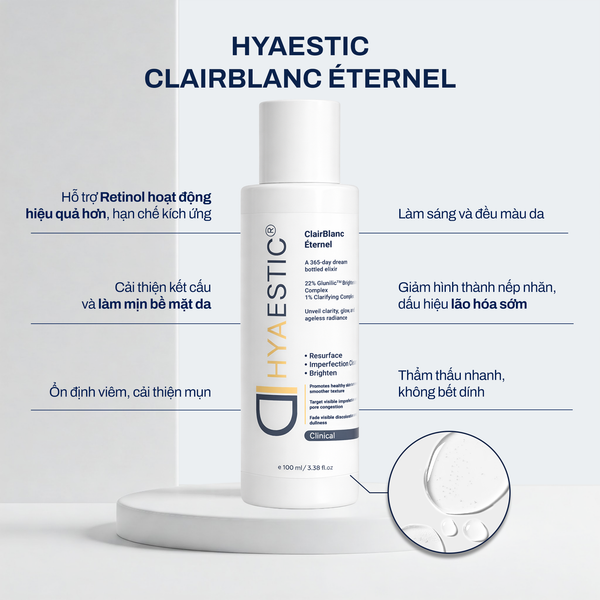  [COMBO] BỘ ĐÔI LÀM MỊN DA GIẢM SẦN VÀ TRẺ HÓA LÀN DA LOTION CLAIRBLANC + RETINOL 0.5% 