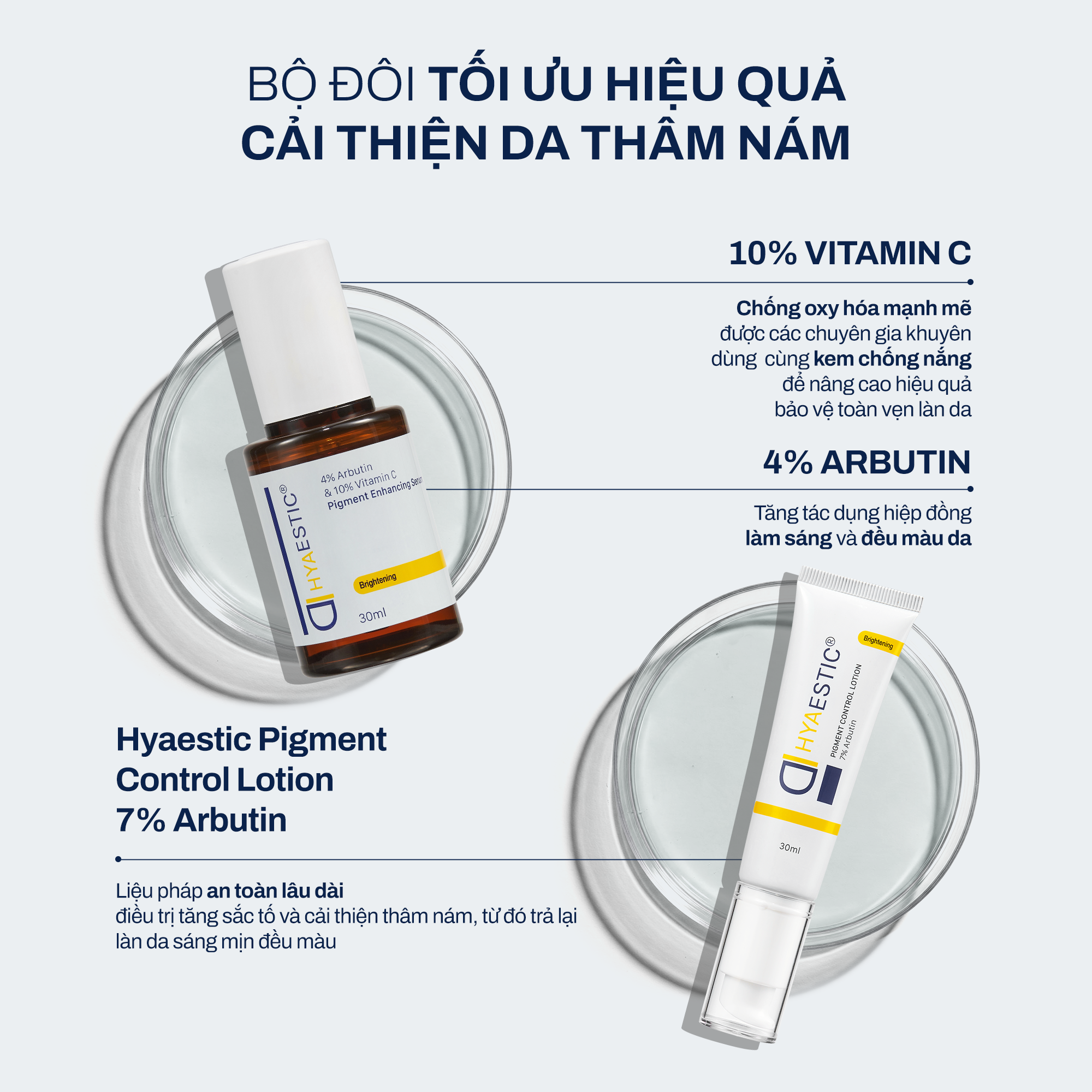  [COMBO] BỘ ĐÔI LÀM SÁNG DA, MỜ THÂM NÁM KEM DƯỠNG 7% ARBUTIN + SERUM 10% VITAMIN C 