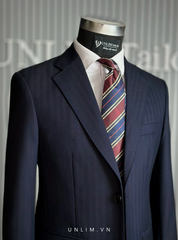 Suit Xanh Đen Vân Chìm Cổ K Hai Cúc