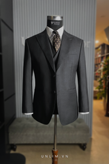 Suit Xám Tối Cổ Nhọn Hai Cúc