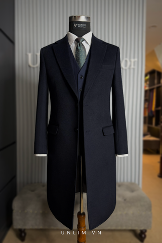 Măng Tô Xanh Đen Cổ K Hai Cúc