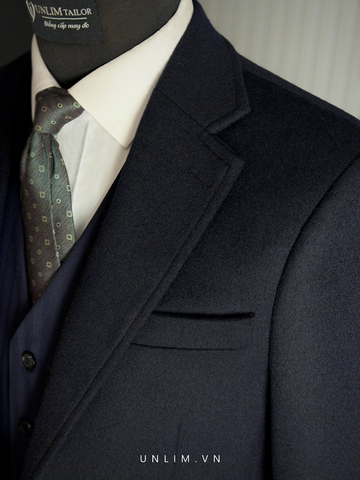 Măng Tô Xanh Đen Cổ K Hai Cúc