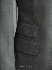 Suit Xanh Xám Cổ Nhọn Hai Cúc