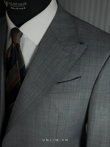 Suit Xanh Xám Cổ Nhọn Hai Cúc