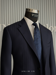 Suit Xanh Than Vân Kẻ Cổ K Hai Cúc