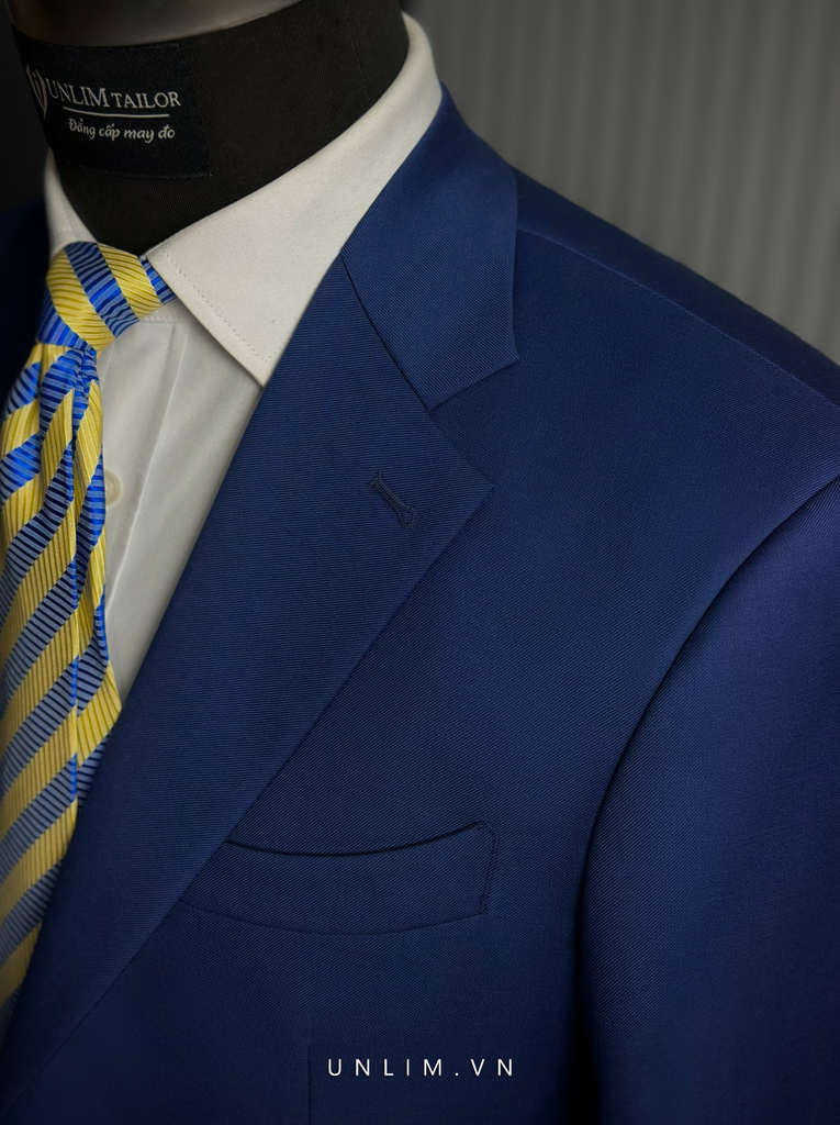 Suit Bright Blue Cổ K Hai Cúc