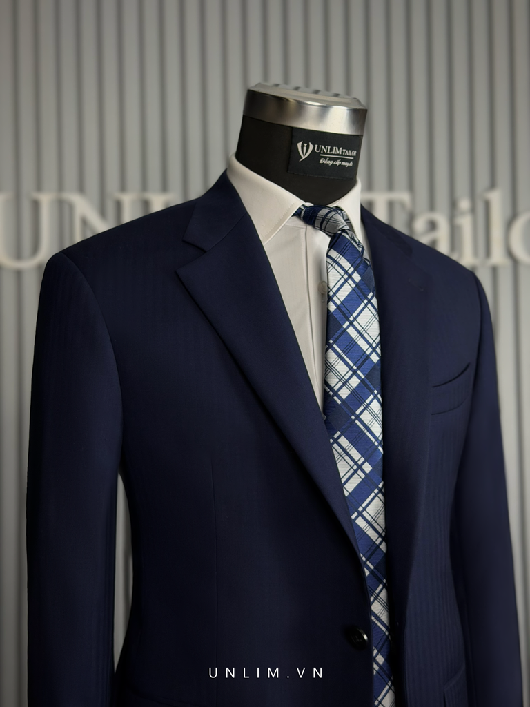 Suit Dark Blue Vân Chìm Herringbone