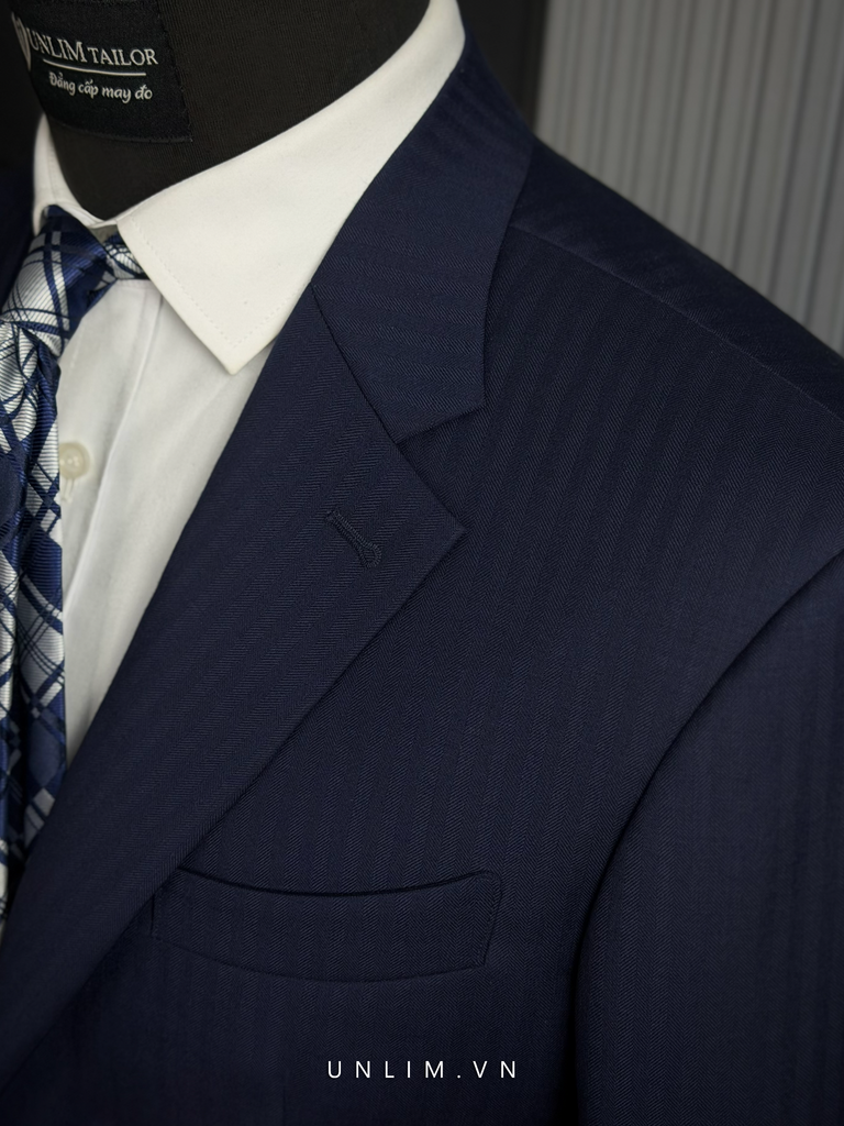 Suit Dark Blue Vân Chìm Herringbone