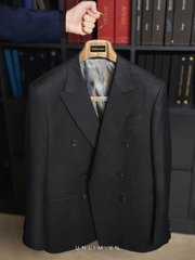 Suit Hai Hàng Khuy Cổ Nhọn Vân Tweed