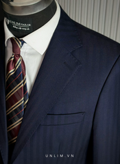 Suit Xanh Đen Vân Chìm Cổ K Hai Cúc