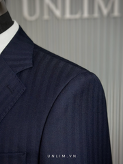 Suit Xanh Đen Vân Chìm Cổ K Hai Cúc