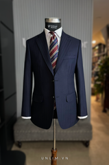 Suit Xanh Đen Vân Chìm Cổ K Hai Cúc