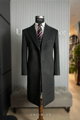 Măng Tô Xám Tối Dạ Lông Chuột Cổ Nhọn