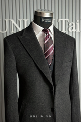 Măng Tô Xám Tối Dạ Lông Chuột Cổ Nhọn