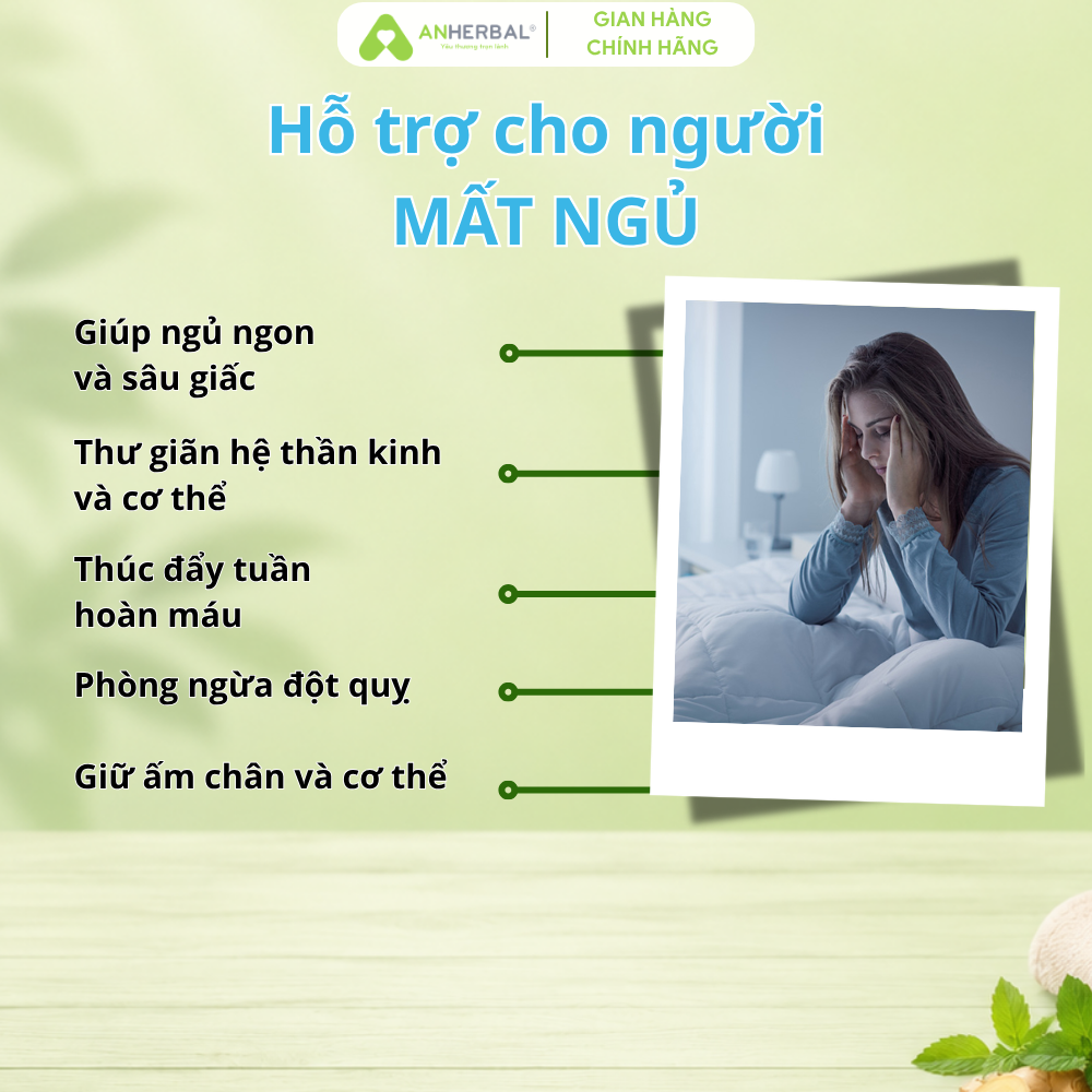 Combo ngủ ngon ANHERBAL - Thảo mộc ngâm chân Bình An và dầu lăn tinh dầu Ấm An giúp ngủ ngon, thư giãn, làm ấm cơ thể