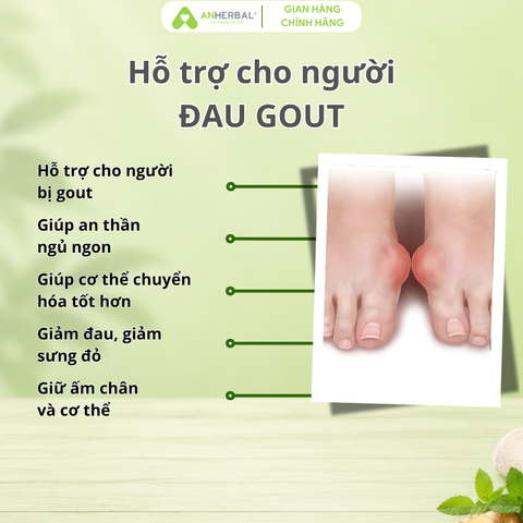 Combo hỗ trợ người bị gout ANHERBAL - Thảo mộc ngâm chân Trường An và dầu lăn Ấm An giảm đau nhức, làm ấm, ngủ ngon