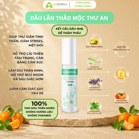 Dầu lăn thảo mộc THƯ AN giúp thư giãn, giảm stress